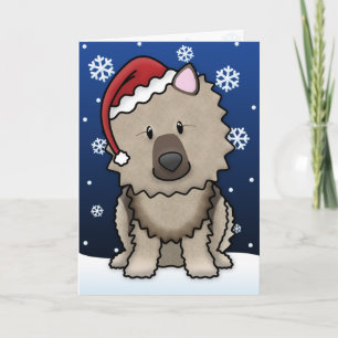 Festiva Tarjeta de Navidades Kawaii Keeshond
