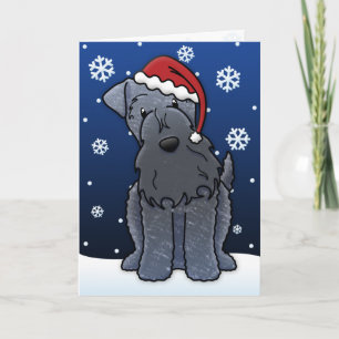 Festiva Tarjeta de Navidades Kawaii Kerry Blue Terrier