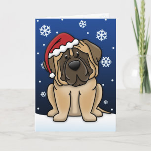 Festiva Tarjeta de Navidades Kawaii Mastiff