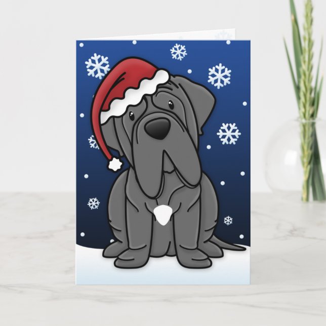 Festiva Tarjeta de Navidades Kawaii Napolitan Mastiff (Anverso)