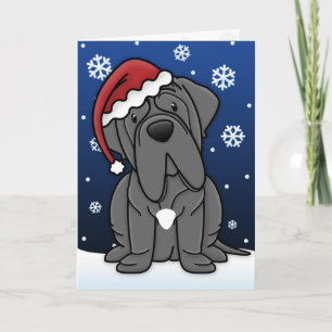 Festiva Tarjeta de Navidades Kawaii Napolitan Mastiff