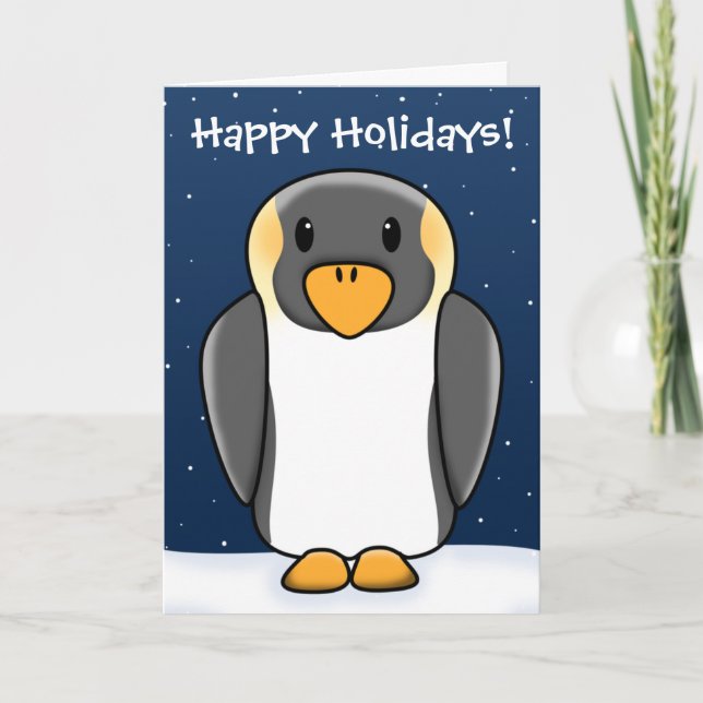 Festiva Tarjeta de Navidades Kawaii Penguin (Anverso)