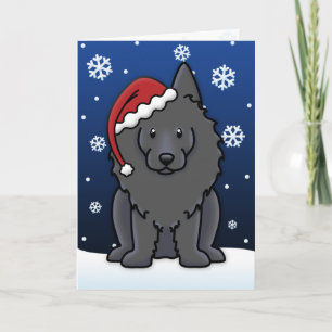 Festiva Tarjeta de Navidades Kawaii Schipperke