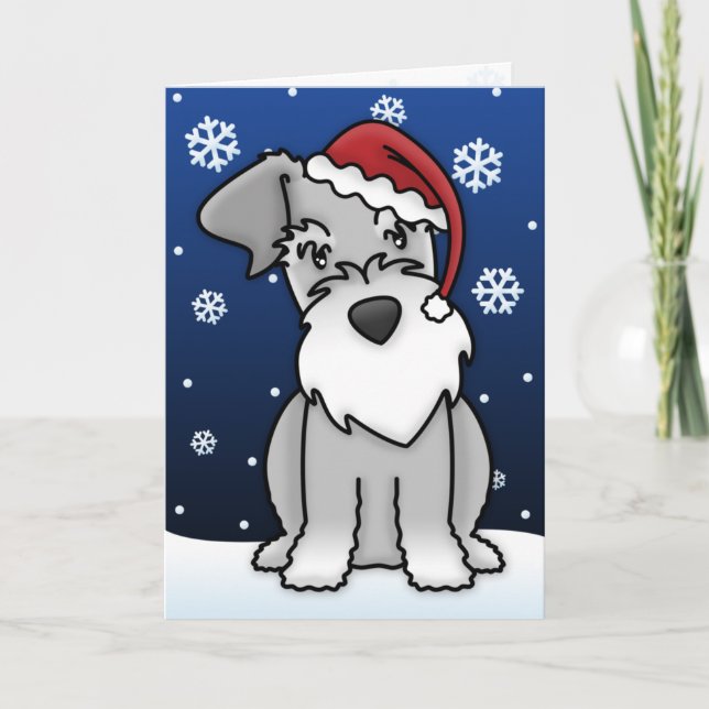 Festiva Tarjeta de Navidades Kawaii Schnauzer (Anverso)