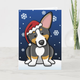 Festiva Tarjeta de Navidades Kawaii Tri Pembroke Welsh Cor