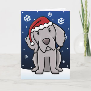 Festiva Tarjeta de Navidades Kawaii Weimaraner