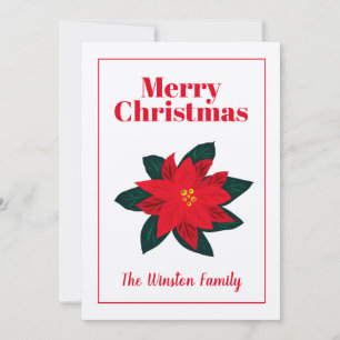 Festiva Tarjeta de Navidades Kraft con diseño de flor de p
