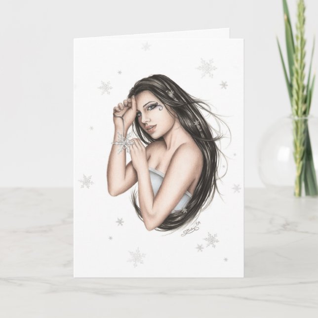 Festiva Tarjeta de Navidades Lady Snowflake (Anverso)