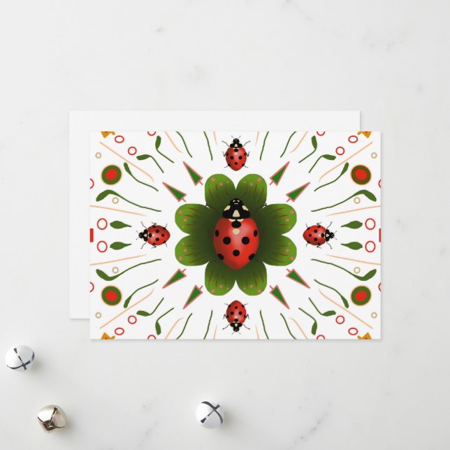 Festiva Tarjeta de Navidades Ladybug (Anverso/Reverso In Situ)