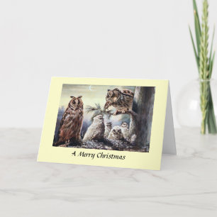 Festiva Tarjeta de navidades - Lechuzas de largo plazo