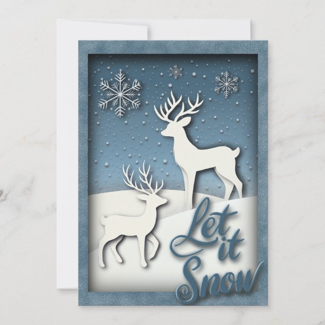 Festiva Tarjeta de Navidades Let it Snow 3d - Reno (Anverso)