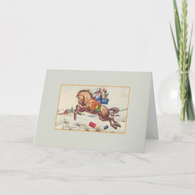 Festiva Tarjeta de Navidades letones vintage (Anverso)