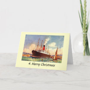Festiva Tarjeta de navidades - Línea de Cunard "Carpathia"