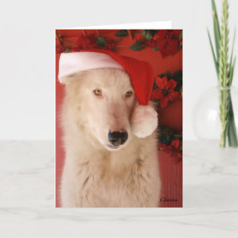 Festiva Tarjeta de Navidades Lobo Blanco