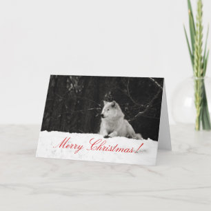 Festiva Tarjeta de Navidades Lobo de Nieve
