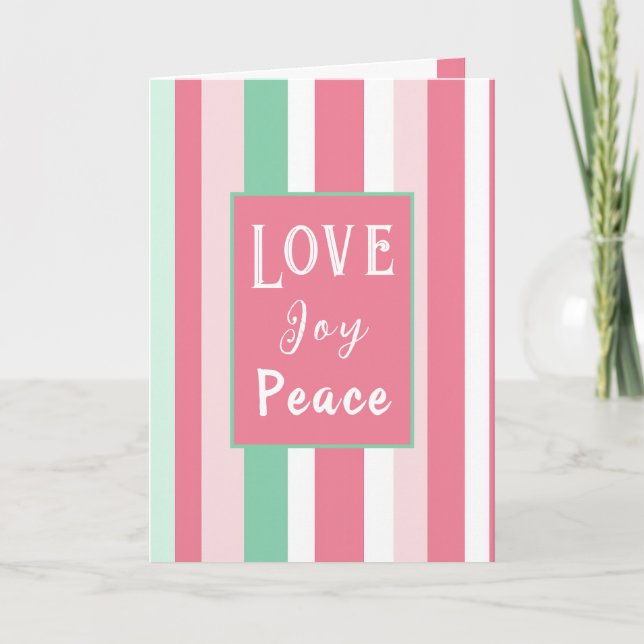 Festiva Tarjeta de Navidades "Love Joy Peace" (Ama la paz  (Anverso)
