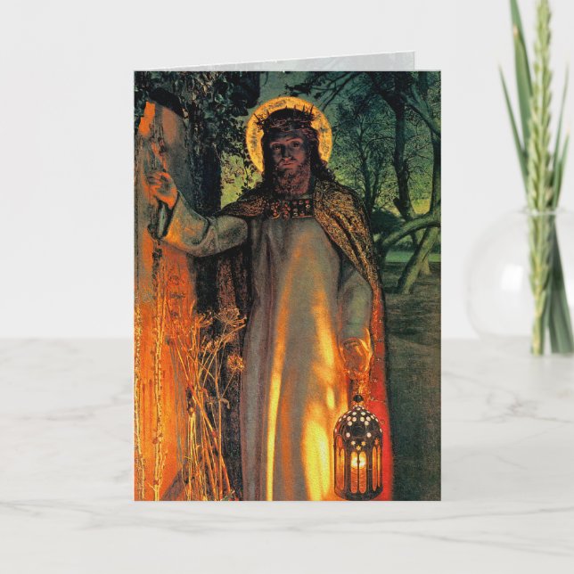 Festiva Tarjeta de navidades - Luz del mundo por W.H.Hunt (Anverso)