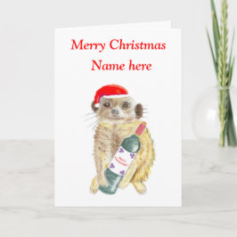 Festiva Tarjeta de Navidades Meerkat, personalizable