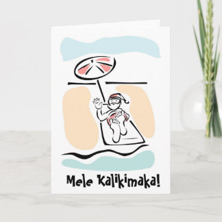 Festiva Tarjeta de Navidades Mele Kalikimaka Beach Santa