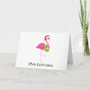 Festiva Tarjeta de Navidades Mele Kalikimaka Flamingo Rosa