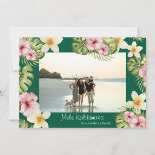 Festiva Tarjeta de Navidades Mele Kalikimaka, floral hawai