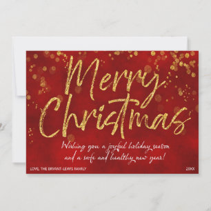 Festiva TARJETA DE navidades   Mensaje de Relieve metaliza