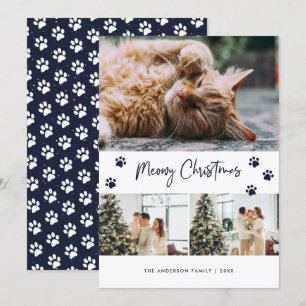 Festiva Tarjeta de Navidades Meowy para el propietario de 