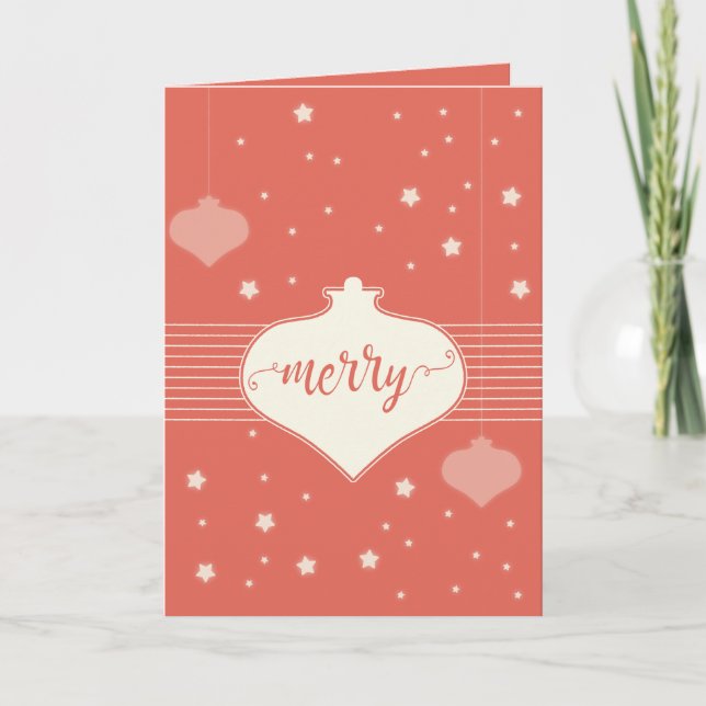 Festiva Tarjeta de Navidades "Merry" retro moderna y elega (Anverso)