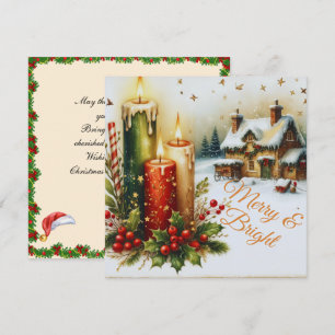 Festiva Tarjeta de Navidades merry y Bright