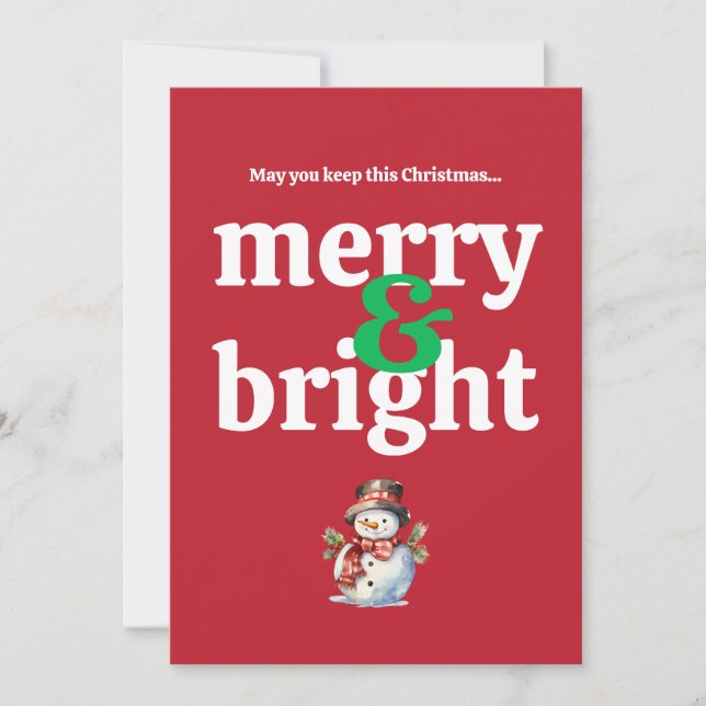 Festiva Tarjeta de Navidades merry y Bright (Anverso)