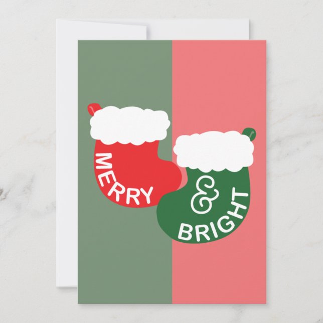 Festiva Tarjeta de Navidades merry y Bright (Anverso)