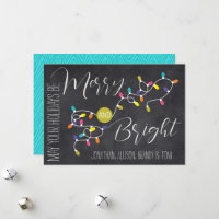 Tarjeta de Navidades merry y luminosos de bombilla