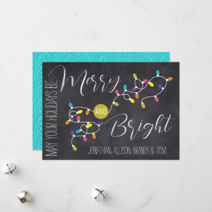 Festiva Tarjeta de Navidades merry y luminosos de bombilla