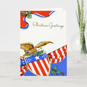 Festiva Tarjeta de Navidades militares de época