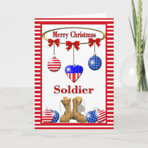 Festiva Tarjeta de Navidades militares para soldado