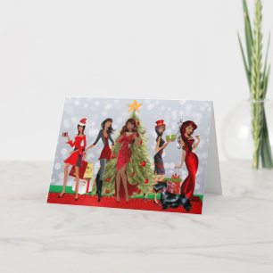 Festiva Tarjeta de Navidades modernos afroamericanos