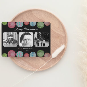 Festiva Tarjeta de Navidades modernos   Ornament Triple-Ph