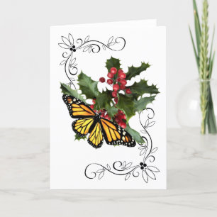 Festiva Tarjeta de navidades - Monarca y Holly