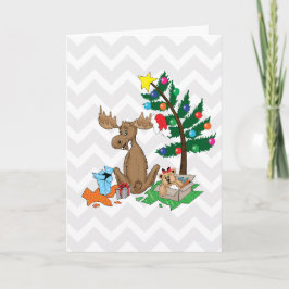 Festiva Tarjeta de Navidades Moose
