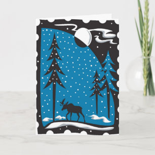 Festiva Tarjeta de Navidades Moose