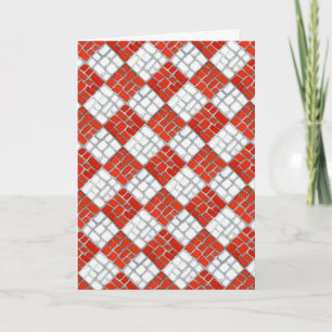 Festiva Tarjeta de Navidades MOSAIC CHECK RED