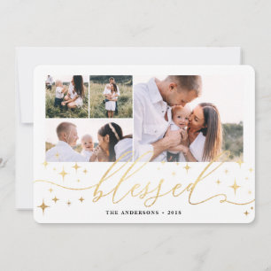 Festiva Tarjeta de navidades multifotográficos con bendici