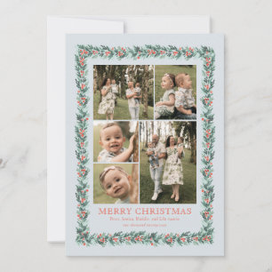 Festiva Tarjeta de Navidades multifotográficos de borde de