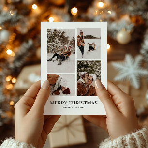 Festiva Tarjeta de Navidades multifotográficos simple y mo