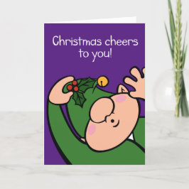 Festiva Tarjeta de Navidades Naughty Elves Mistletoe