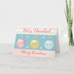 Festiva Tarjeta de Navidades navideñas bilingüe Feliz espa