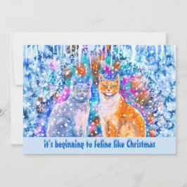 Festiva Tarjeta de Navidades navideños navideños en gatos