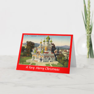 Festiva Tarjeta de Navidades - Niza, catedral rusa