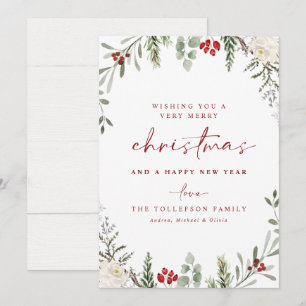 Festiva Tarjeta de Navidades no fotográficos Rustic Foliag