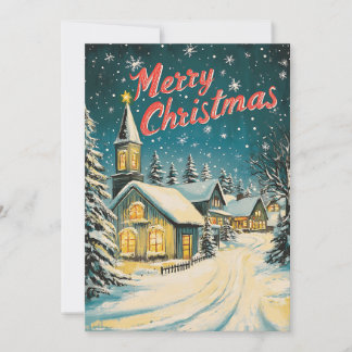 Festiva Tarjeta de Navidades nocturnos de nevado acuático